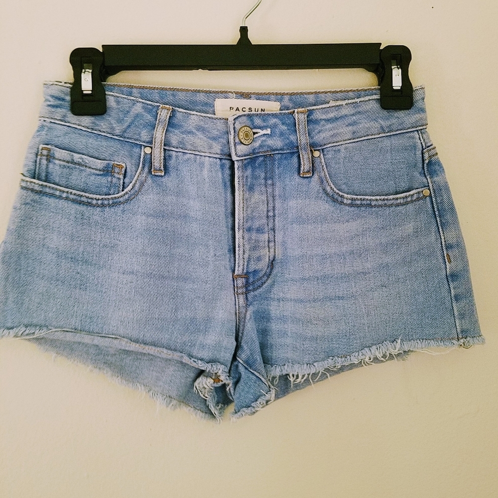 PacSun Mid-Rise Cut Off Light Denim Shorts